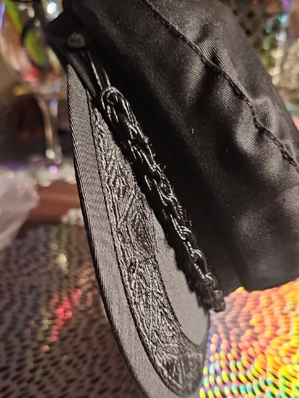 Black Brixton-Style Chain Detail Women's Cap made in Greece - 100% Cotton